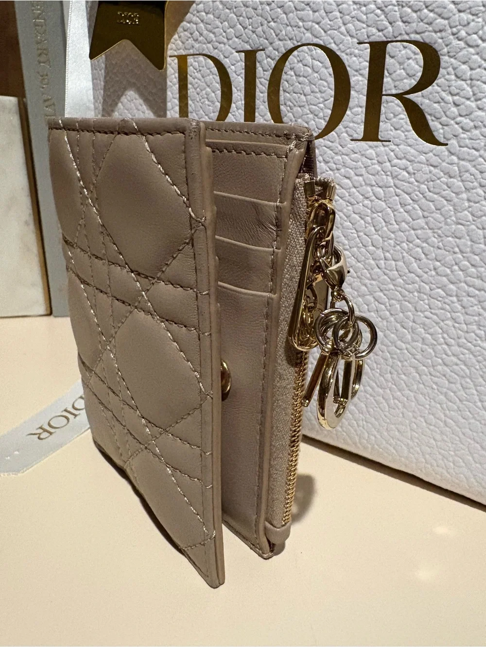 Lady Dior Medium Wallet in Desert Taupe